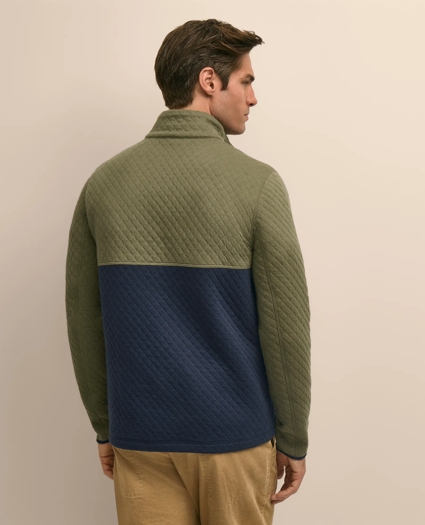 Cotton Blend Quilted Color Blocked Quarter-Zip, image 4