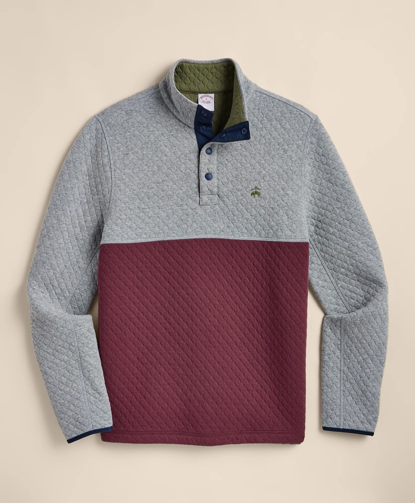Cotton Blend Quilted Color Blocked Quarter-Zip, image 2