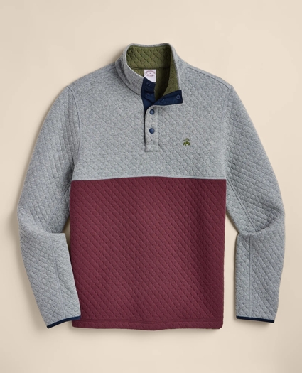 Cotton Blend Quilted Color Blocked Quarter-Zip, image 2