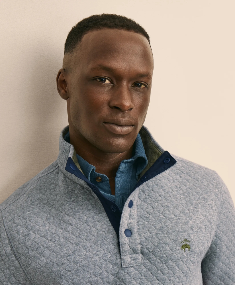 Cotton Blend Quilted Color Blocked Quarter-Zip, image 3