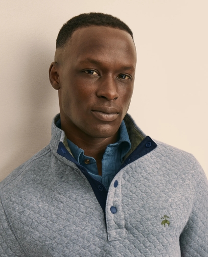 Cotton Blend Quilted Color Blocked Quarter-Zip, image 3