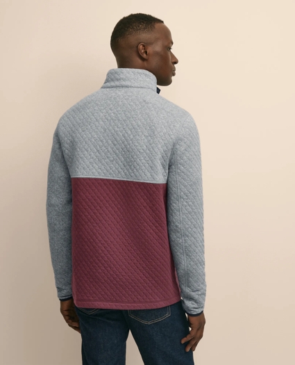 Cotton Blend Quilted Color Blocked Quarter-Zip, image 4