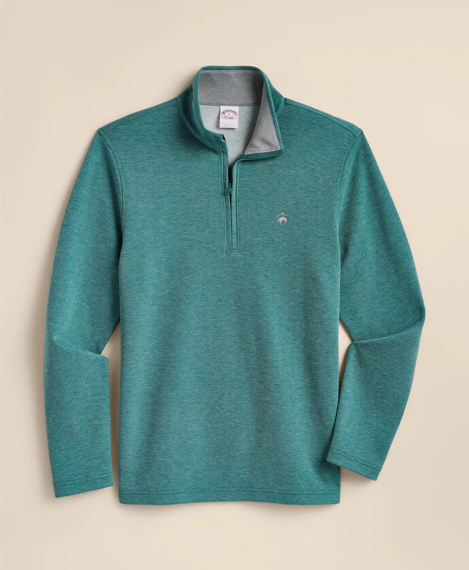 Cotton Blend Pique Quarter-Zip, image 1
