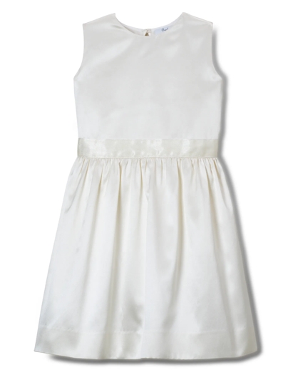 Girls Solid Silk Cotton Satin Dress, image 1