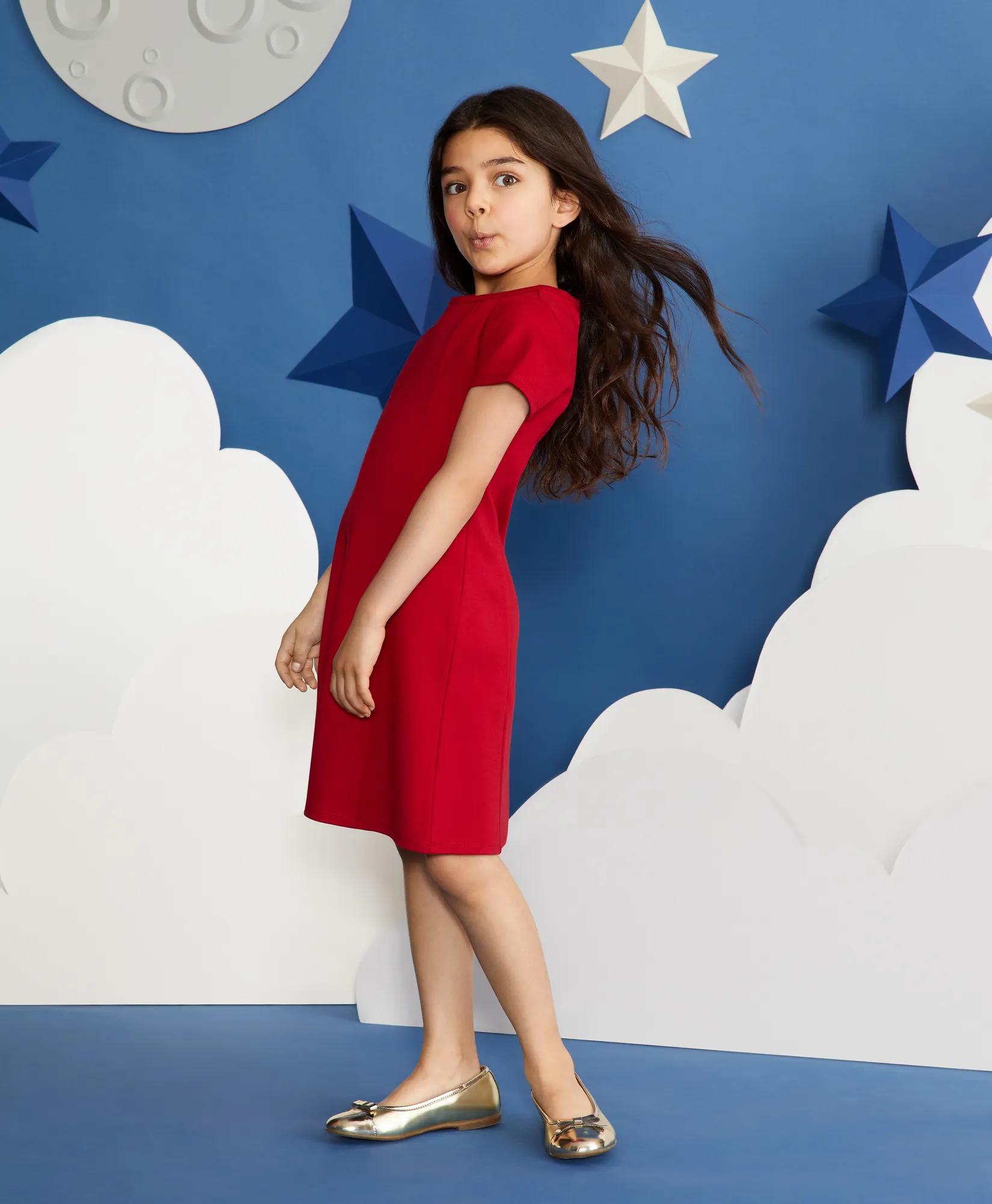 Girls Knit Ponte Dress, image 2