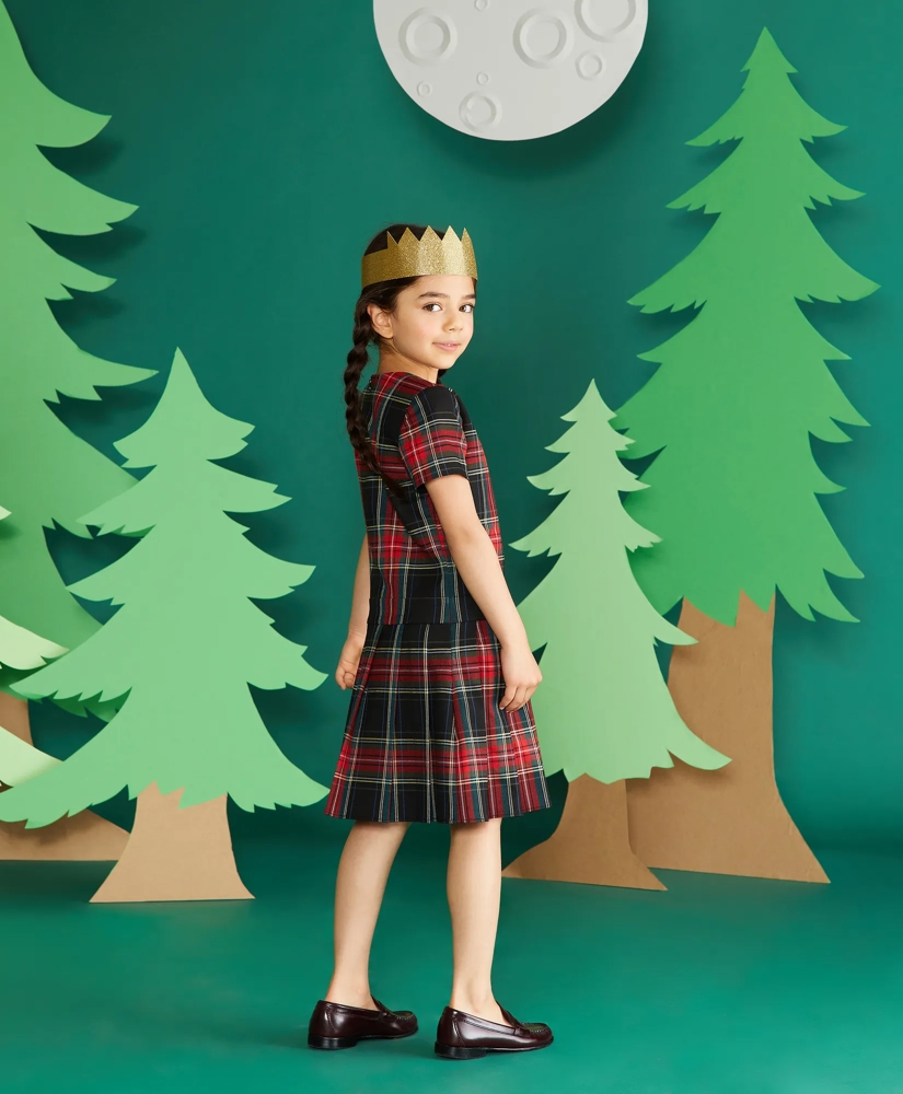 Girls Short-Sleeve Tartan Dress, image 2