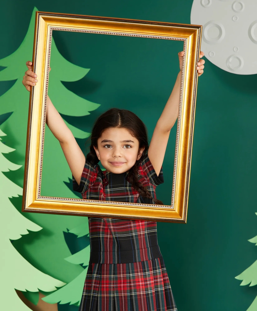 Girls Short-Sleeve Tartan Dress, image 3