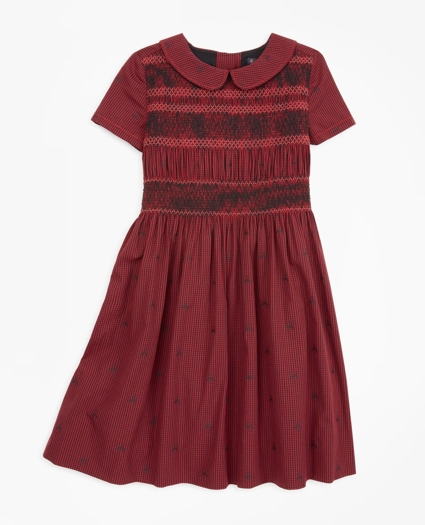 Girls Cotton Short-Sleeve Smocked Dress, image 1