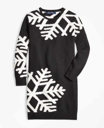 Girls Long-Sleeve Oversized Snowflake Dress, image 1