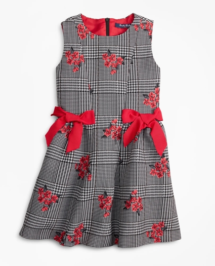 Girls Floral Jacquard and Houndstooth Dress, image 1