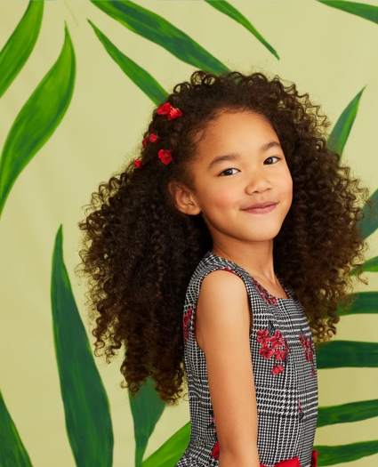 Girls Floral Jacquard and Houndstooth Dress, image 3