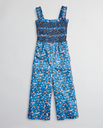 Girls Cotton Sateen Floral Jumpsuit