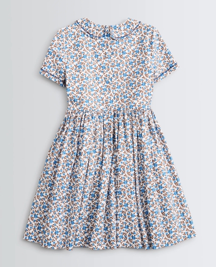 Girls Floral Smocked Cotton Dress, image 2