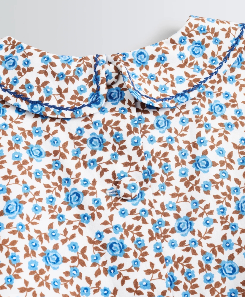 Girls Floral Smocked Cotton Dress, image 3
