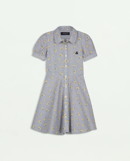 Girls Floral Stripe Cotton Shirt Dress