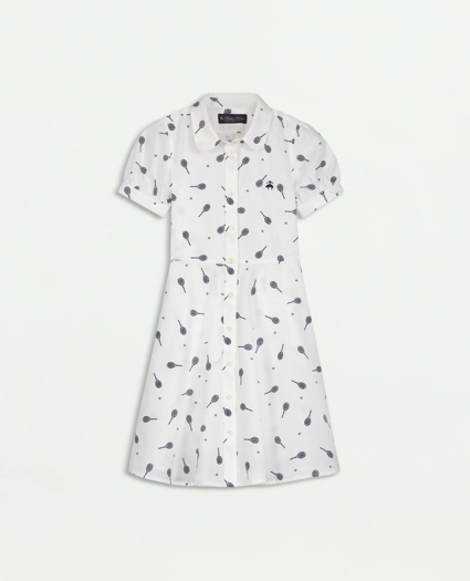 Girls Tennis Print Cotton Shirt Dress