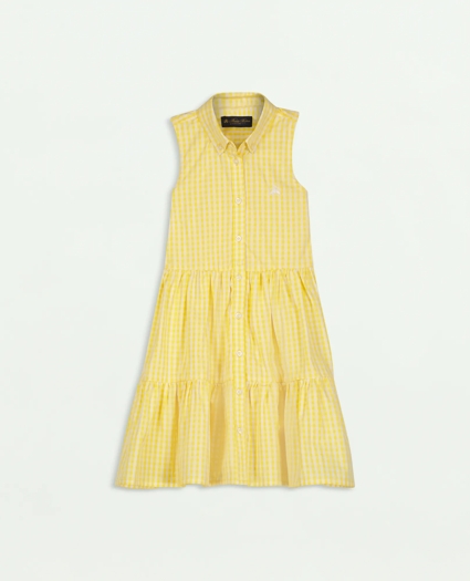 Girls Gingham Sleeveless Shirt Dress