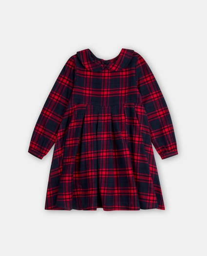 Girls Brushed Cotton Flannel Plaid Ruffled Dress, image 1