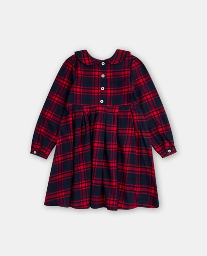 Girls Brushed Cotton Flannel Plaid Ruffled Dress, image 2