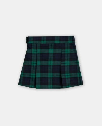 Girls Cotton Black Watch Tartan Pleated Skirt, image 2