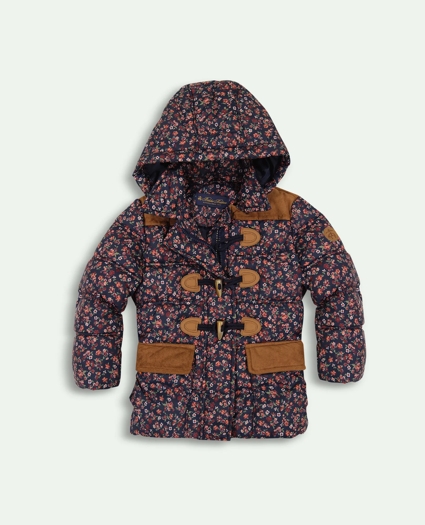 Girls Floral Quilted Duffle Coat, image 1