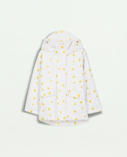 Girls Flower Print Hooded Rain Coat, image 1