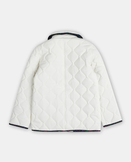 Girls Quilted Jacket with Floral Piping, image 2