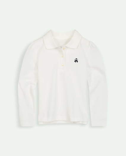 Girls Cotton Long Sleeve Pique Polo Shirt, image 1