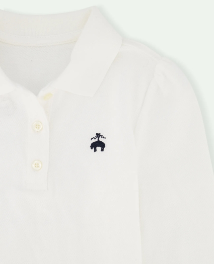 Girls Cotton Long Sleeve Pique Polo Shirt, image 2