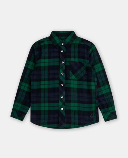 Girls Brushed Cotton Plaid Flannel Shirt, image 1