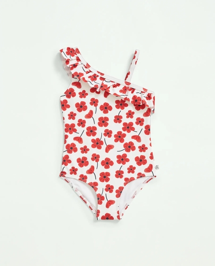 Girls Floral Ruffled Swimsuit, image 1