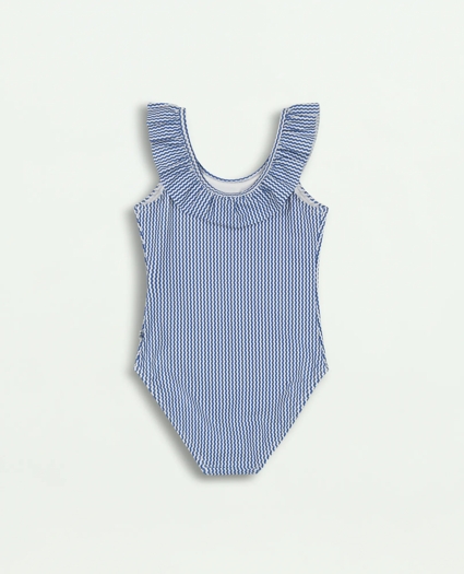 Girls One Piece Floral Print Ruffle Strap Swimsuit, image 2