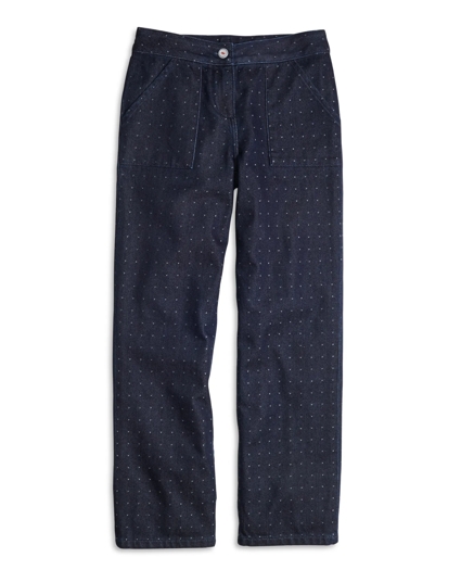 Girls Wide Leg Cotton Dobby Pants, image 1