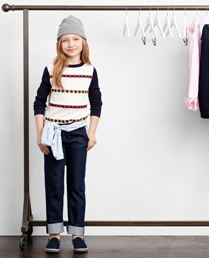 Girls Wide Leg Cotton Dobby Pants, image 4