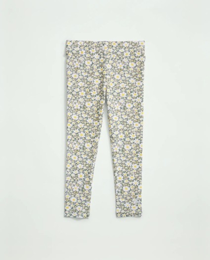 Girls Cotton Blend Floral Print Leggings, image 1