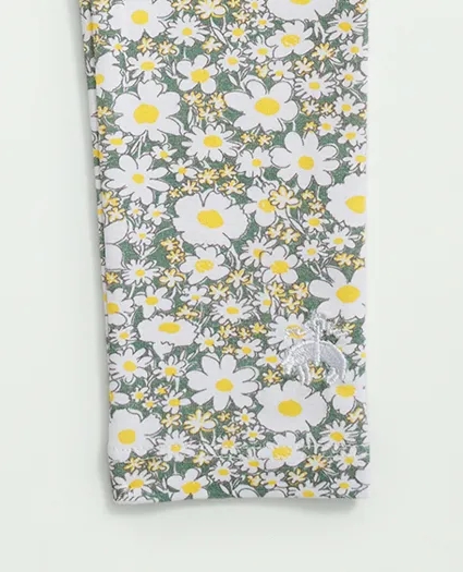 Girls Cotton Blend Floral Print Leggings, image 2
