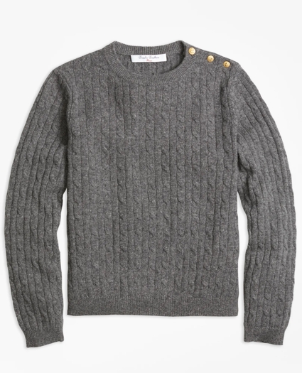Girls Cashmere Cable Crewneck Sweater