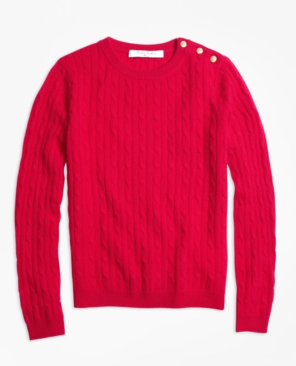 Girls Cashmere Cable Crewneck Sweater, image 1