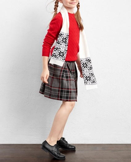 Girls Cashmere Cable Crewneck Sweater, image 2