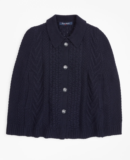 Girls Cable-Knit Poncho, image 1
