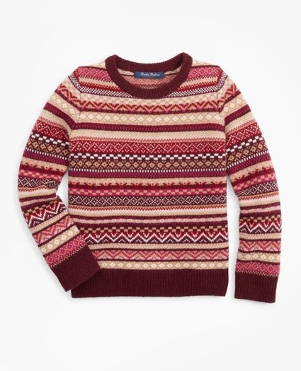 Girls Merino Wool-Blend Fair Isle Sweater, image 1