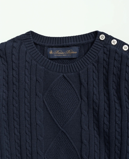 Girls Cotton Cable Crewneck Sweater, image 2