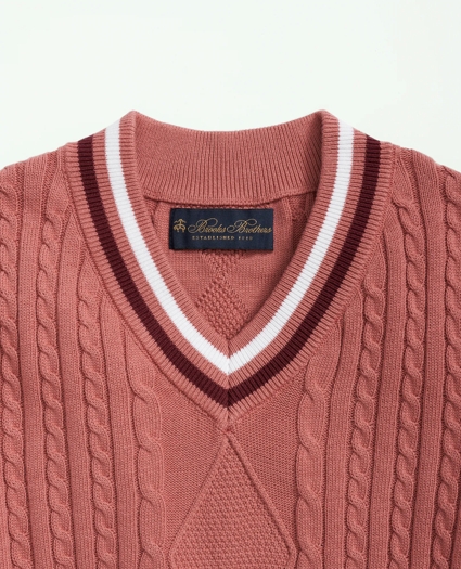 Girls Cotton Cable Tennis Sweater, image 2