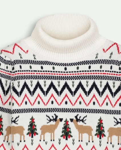 Girls Cotton Fair Isle Intarsia Turtleneck, image 2