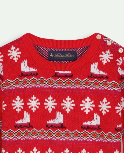 Girls Cotton Fair Isle Intarsia Skate Crewneck Sweater, image 2
