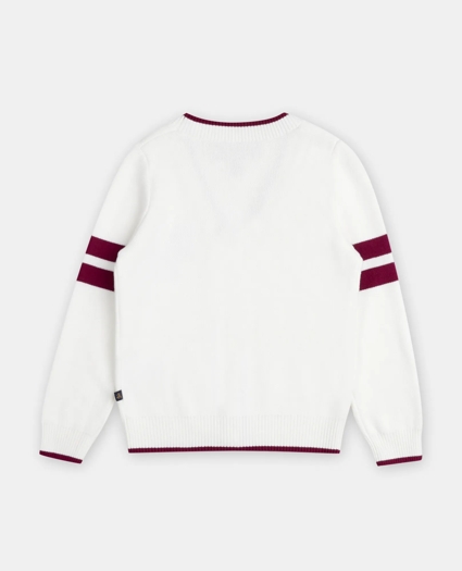 Girls Cotton Jacquard Varsity Cardigan, image 2