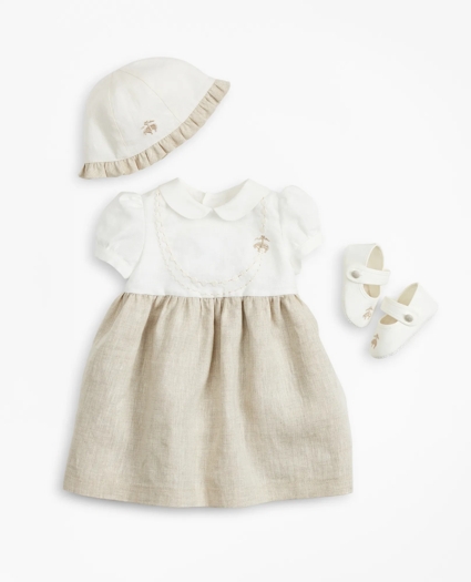 Girls Linen Dress, Hat & Mary Janes Set - 12 Months, image 1