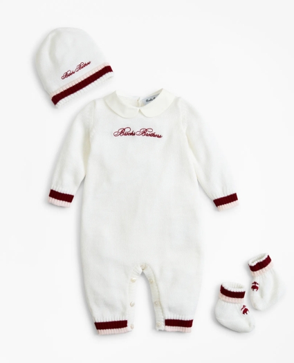 Girls Knit Wool Peter-Pan Collar Bodysuit, Hat & Booties Set - 3 Months, image 1
