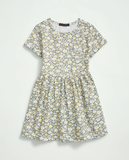 Girls Cotton Short Sleeve Floral Dress, image 1