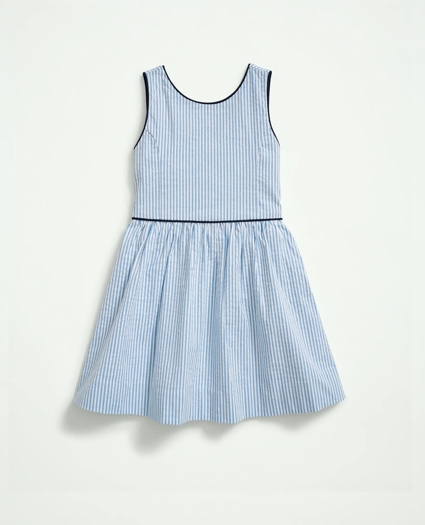 Girls Striped Cotton Fit & Flare Dress, image 1